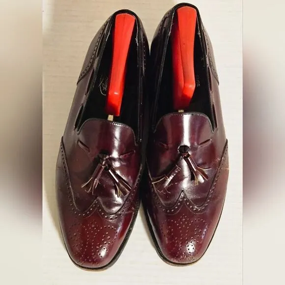 Mens‎ Size 8 D Florsheim Wingtip Tassel Loafers Slip On Leather Burgundy