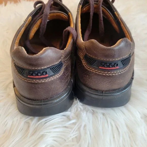Mens Ecco Brown Leather Oxford Shoes, Size 43.