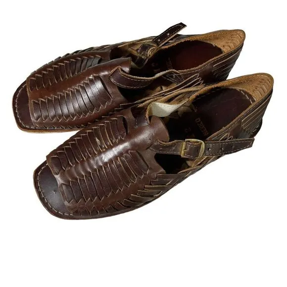 Men’s Mexican Huarache Woven Leather Buckled Sandals