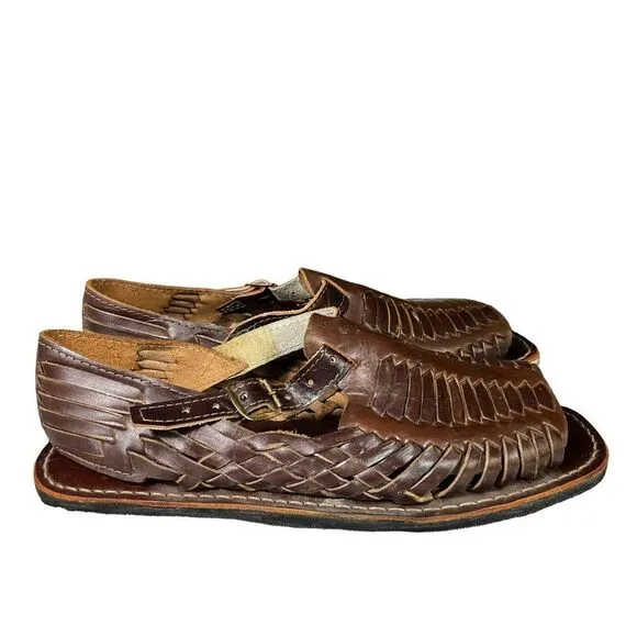Men’s Mexican Huarache Woven Leather Buckled Sandals
