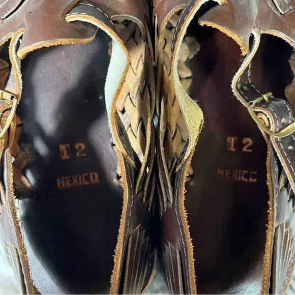 Men’s Mexican Huarache Woven Leather Buckled Sandals