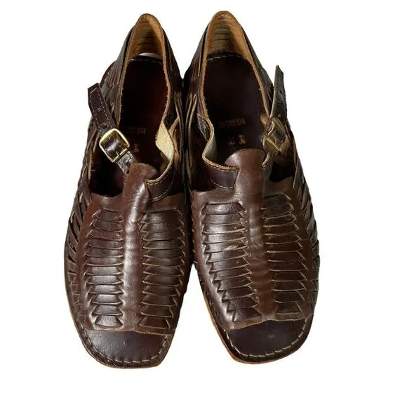 Men’s Mexican Huarache Woven Leather Buckled Sandals