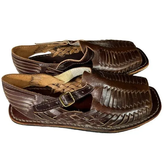 Men’s Mexican Huarache Woven Leather Buckled Sandals