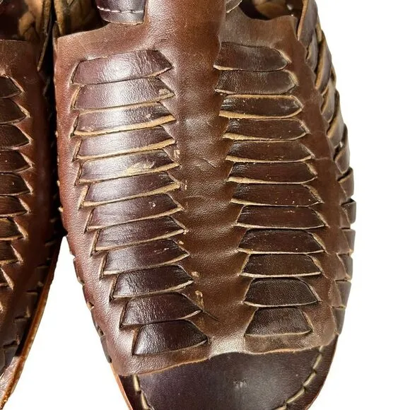 Men’s Mexican Huarache Woven Leather Buckled Sandals