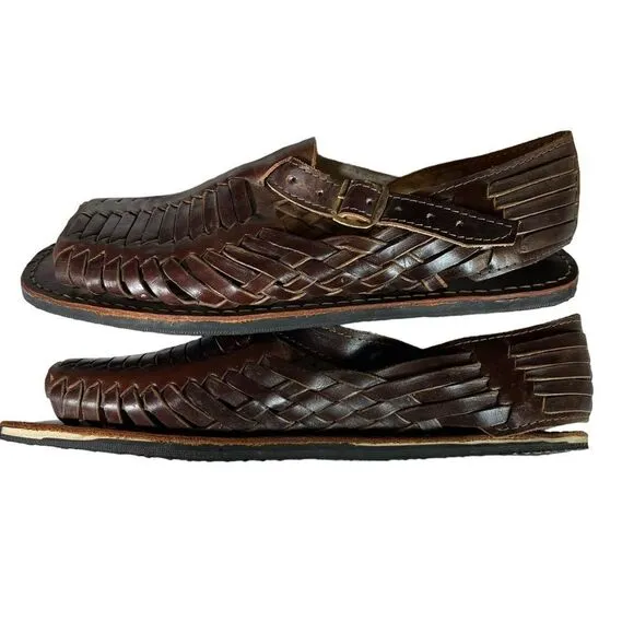 Men’s Mexican Huarache Woven Leather Buckled Sandals