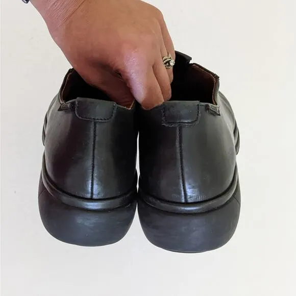 Mephisto Black Leather Wedge Loafer Sz 8.5