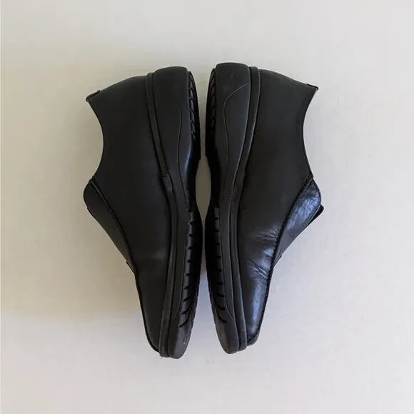 Mephisto Black Leather Wedge Loafer Sz 8.5