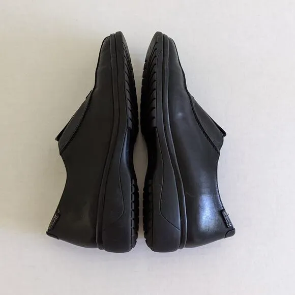 Mephisto Black Leather Wedge Loafer Sz 8.5