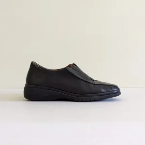 Mephisto Black Leather Wedge Loafer Sz 8.5