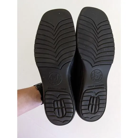Mephisto Black Leather Wedge Loafer Sz 8.5