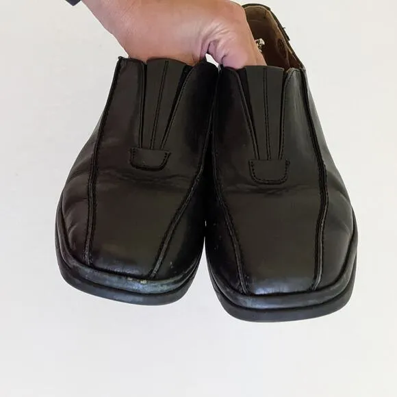 Mephisto Black Leather Wedge Loafer Sz 8.5