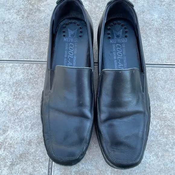 Mephisto “edlef” Black Leather Cool Air Driving Shoes