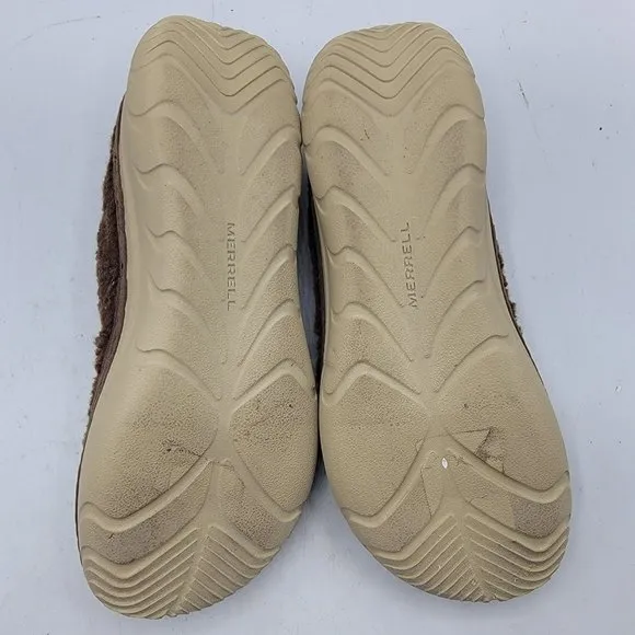 Merrell Hut Moc Mens 9 Brown Cozy Smore Marron Fuzzy Slip On Shoes J002979