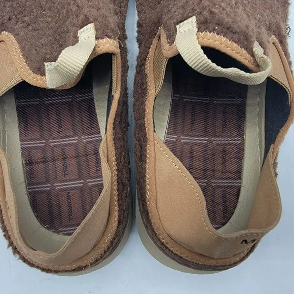 Merrell Hut Moc Mens 9 Brown Cozy Smore Marron Fuzzy Slip On Shoes J002979