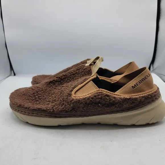 Merrell Hut Moc Mens 9 Brown Cozy Smore Marron Fuzzy Slip On Shoes J002979