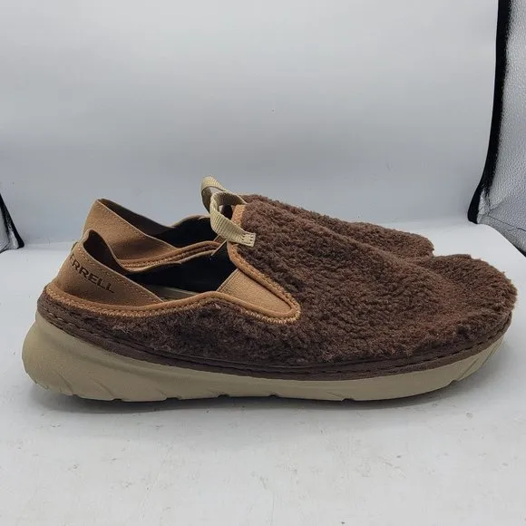 Merrell Hut Moc Mens 9 Brown Cozy Smore Marron Fuzzy Slip On Shoes J002979