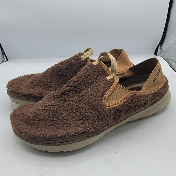 Merrell Hut Moc Mens 9 Brown Cozy Smore Marron Fuzzy Slip On Shoes J002979