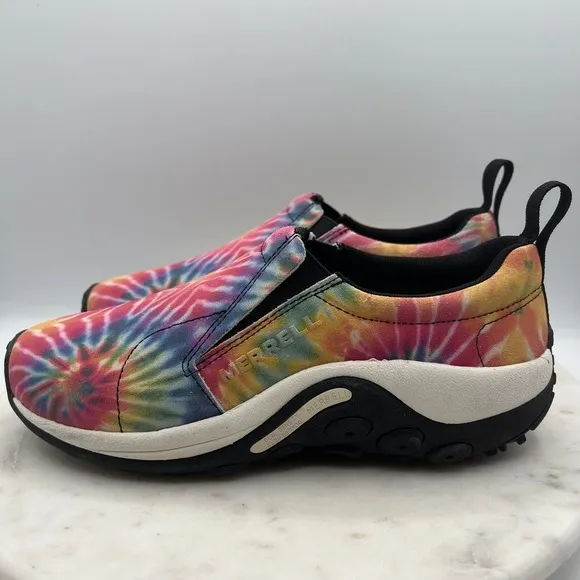 Merrell Jungle Moc Tie Dye Slip On Comfort Shoes Rainbow Festival Casual Sz 7.5