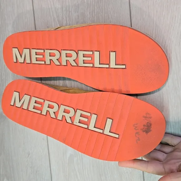 Merrell Women Juno Camel Leather Mule Clog shoes Platform shoes sz 10