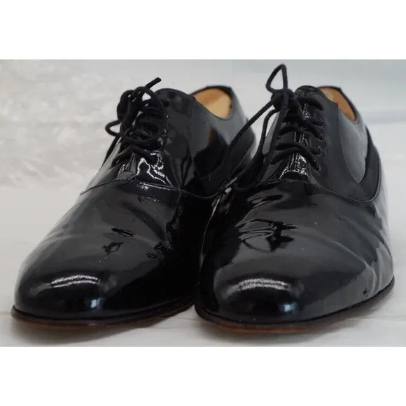 Mezlan Black Patent Leather Broadway Tuxedo Lace Up Shoes Size 10 1/2M