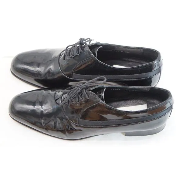 Mezlan Black Patent Leather Broadway Tuxedo Lace Up Shoes Size 10 1/2M