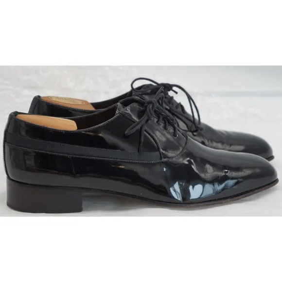 Mezlan Black Patent Leather Broadway Tuxedo Lace Up Shoes Size 10 1/2M