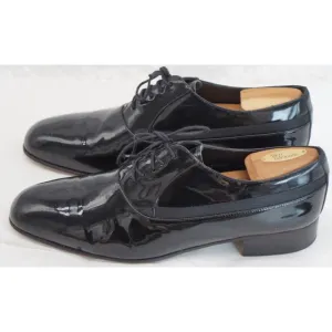 Mezlan Black Patent Leather Broadway Tuxedo Lace Up Shoes Size 10 1/2M