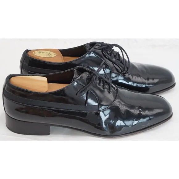 Mezlan Black Patent Leather Broadway Tuxedo Lace Up Shoes Size 10 1/2M