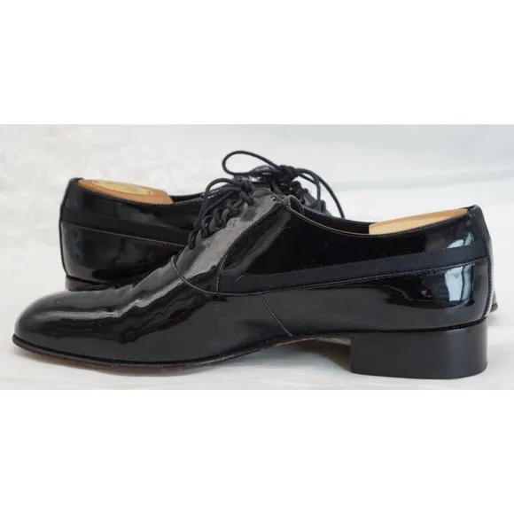 Mezlan Black Patent Leather Broadway Tuxedo Lace Up Shoes Size 10 1/2M