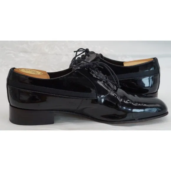 Mezlan Black Patent Leather Broadway Tuxedo Lace Up Shoes Size 10 1/2M