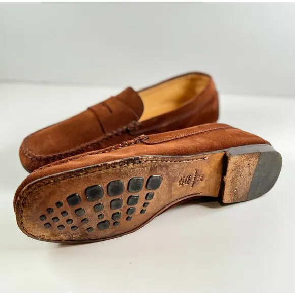 Mezlan Mens Shoes Brown Suede Italian Loafer Penny Driving Slip On Size 9.5