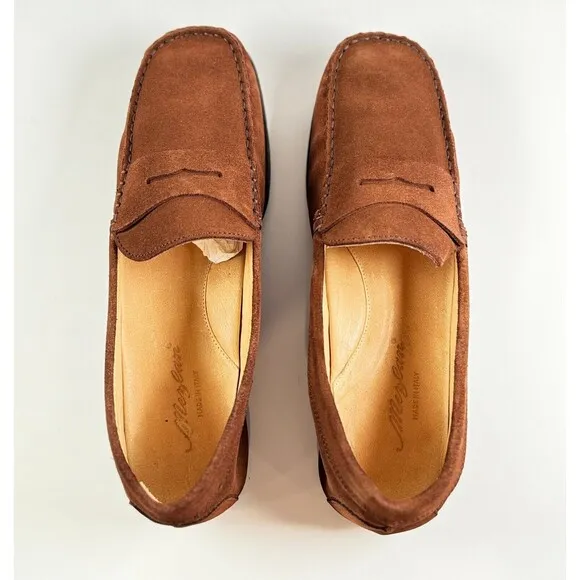 Mezlan Mens Shoes Brown Suede Italian Loafer Penny Driving Slip On Size 9.5