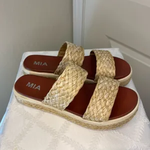 MIA Women's Tan Woven Platform Sandals Size 8.5