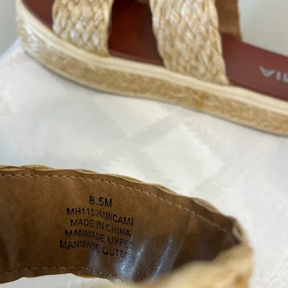MIA Women's Tan Woven Platform Sandals Size 8.5
