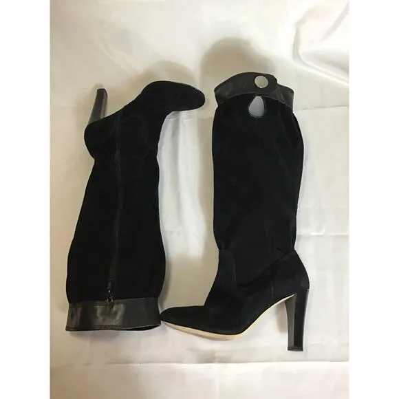 Michael by Michael Kors Women heeled Suede Knee Boots Sz. 8 Black EUC Trendy