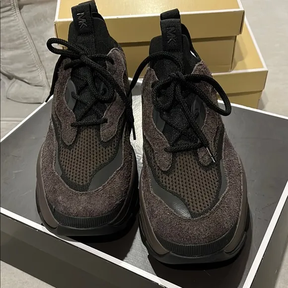 Michael Kors Black and Brown Sneakers with Retro-Inspired Design