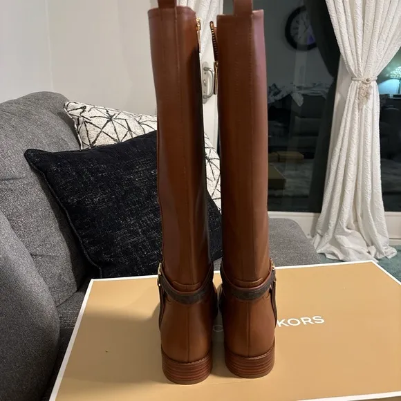Michael Kors Brown Over the Knee Boots with Leather Finish