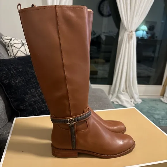 Michael Kors Brown Over the Knee Boots with Leather Finish