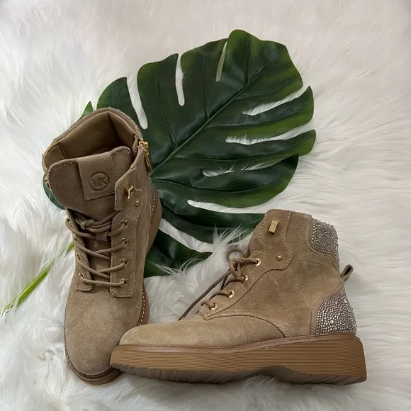 Michael Kors Chamois Leather Shoes Khaki Pu Booties ✨brand new✨