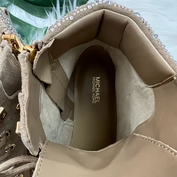 Michael Kors Chamois Leather Shoes Khaki Pu Booties ✨brand new✨