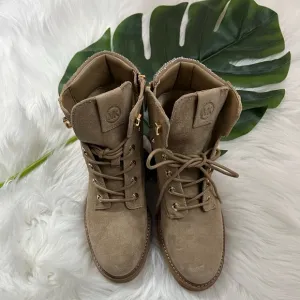 Michael Kors Chamois Leather Shoes Khaki Pu Booties ✨brand new✨