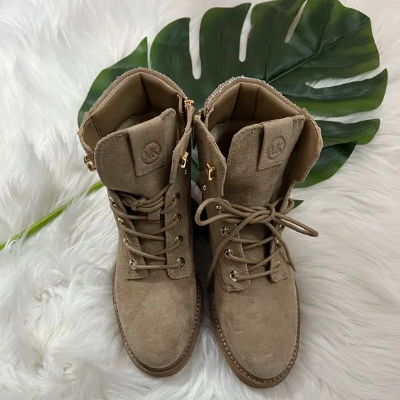 Michael Kors Chamois Leather Shoes Khaki Pu Booties ✨brand new✨