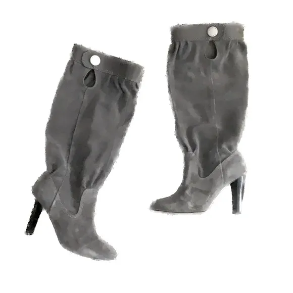 Michael Kors Harness Boots Knee high gray suede leather