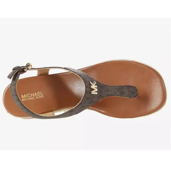 Michael Kors Laney Saffiano Logo Espadrille Wedge Sandals, Size 11 New w/o Box