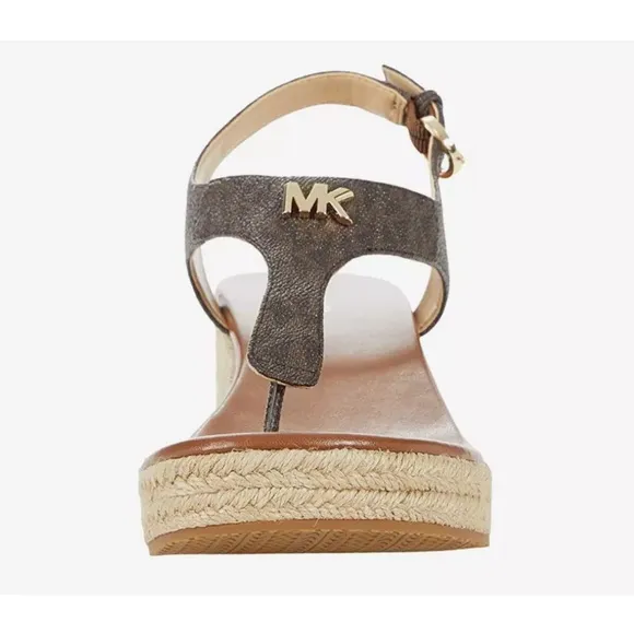 Michael Kors Laney Saffiano Logo Espadrille Wedge Sandals, Size 11 New w/o Box
