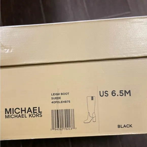 Michael Kors Leigh Black Suede Leather Boots