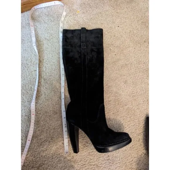 MICHAEL kors lucille stiletto tall black suede slouch boots sz 7 euc