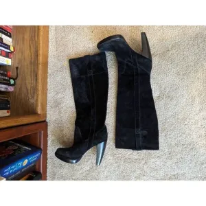 MICHAEL kors lucille stiletto tall black suede slouch boots sz 7 euc