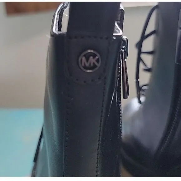 Michael Kors Women's Black Tavie Leather Combat Boots NWB Size‎ 9.5M