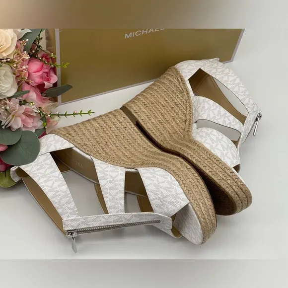 Michael Kors Women's Caged Espadrille Wedges Platform Sandals Shoes